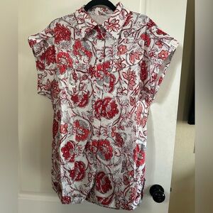 NWT Loragal Red and White Floral Short Button-down Jumpsuit w/Collar Size XL